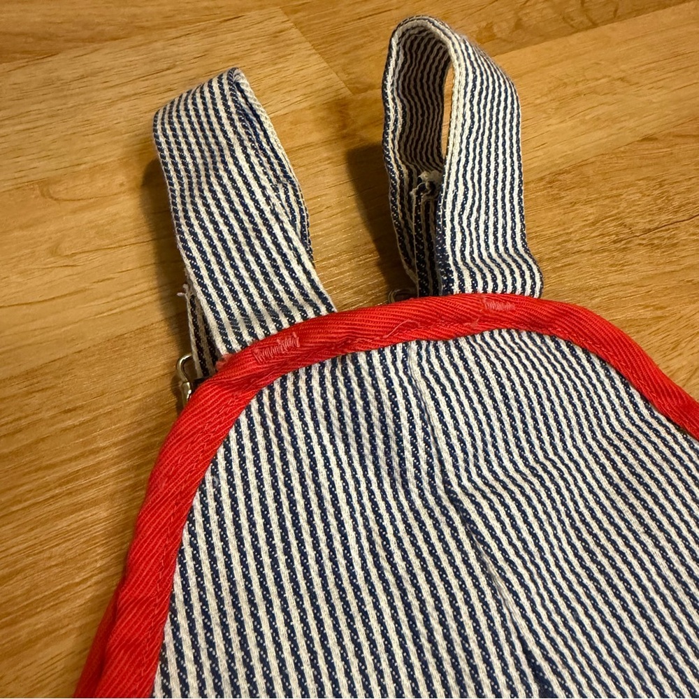 Sears Vintage Baby Infant Overalls Bundle, Train Pinstripe And Blue Size Small - Picture 6 of 11
